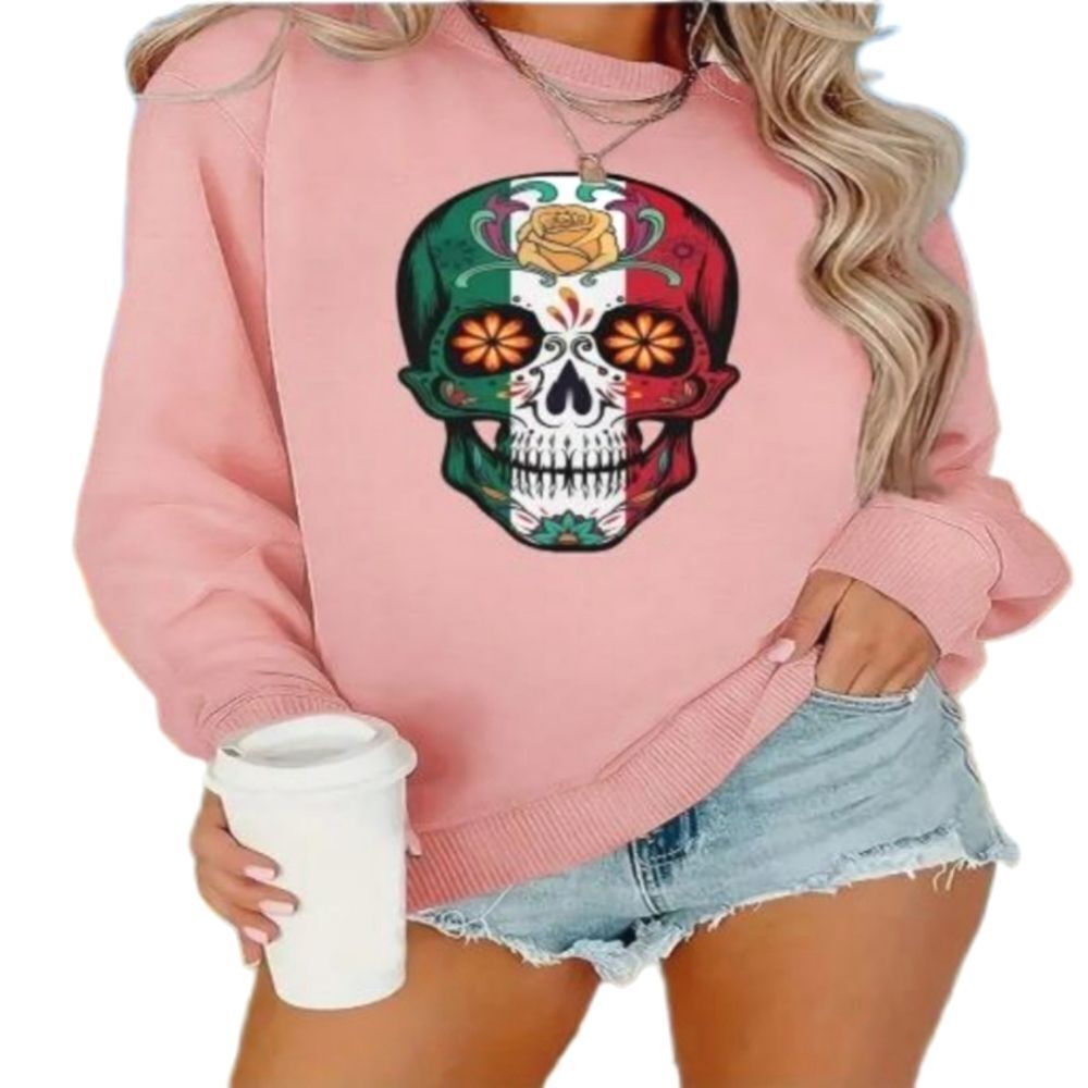 Ladies Colorful skull printed sweatshirt sz X-large